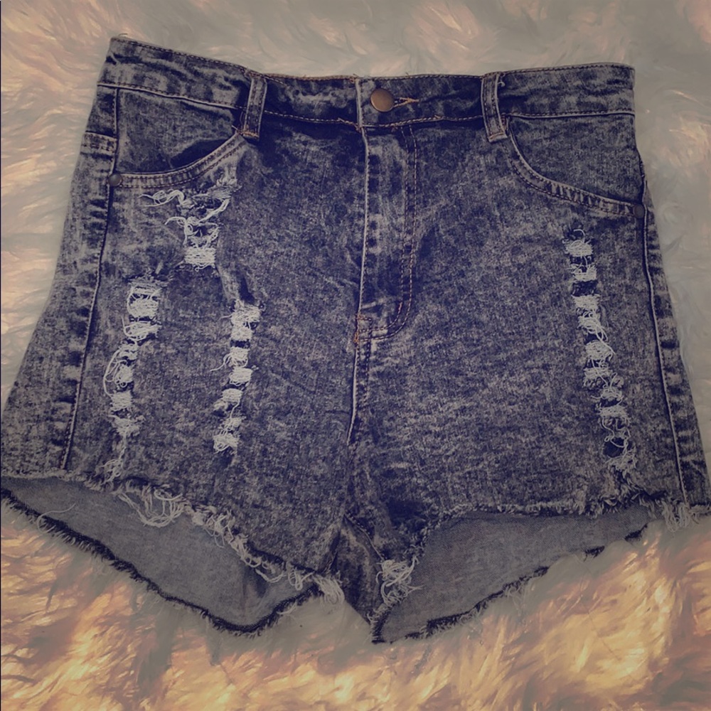 Black High-Waisted Denim Shorts
